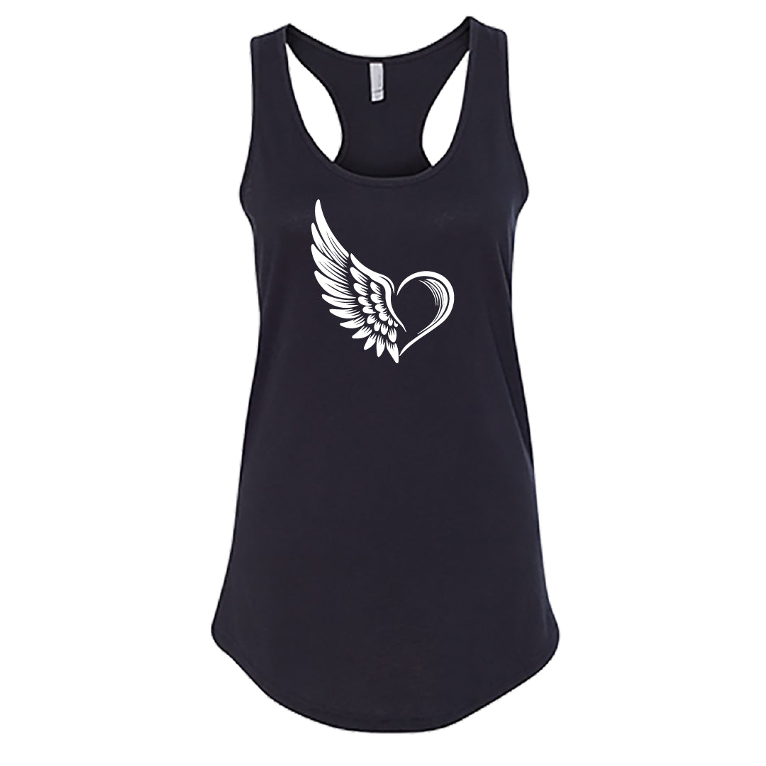 EXPRESSIVE Winged Heart Racerback Tank Top – Symbolic Angel Wing Women's Tee