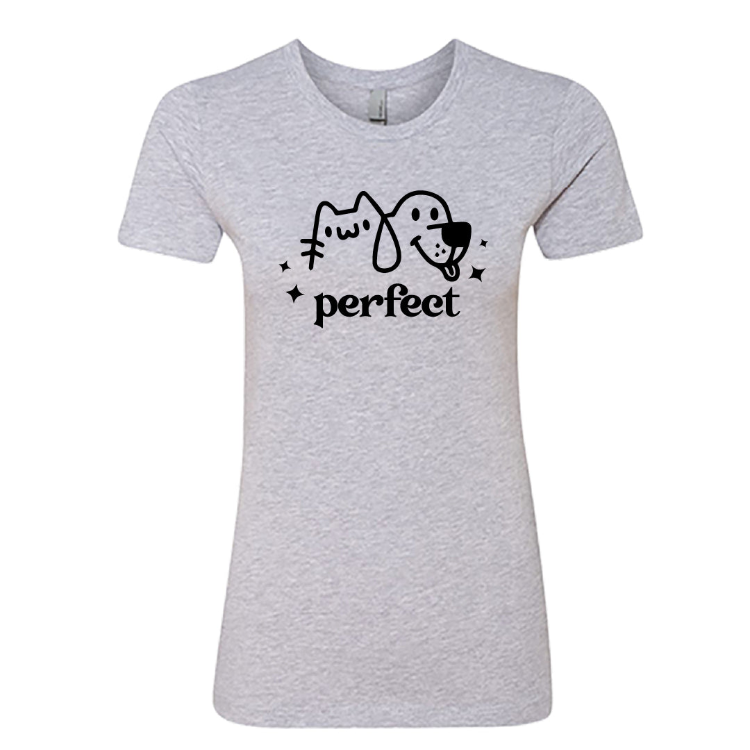 PERFECT Cat & Dog Graphic Women’s T-Shirt – Pet Lover’s Casual Tee