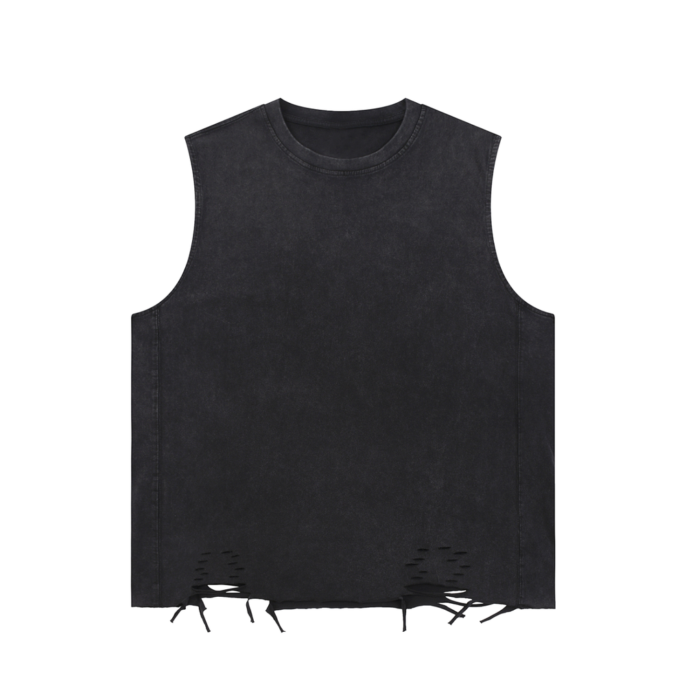 Unisex Snow Washed Raw-Hem Tank Top