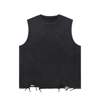 Unisex Snow Washed Raw-Hem Tank Top