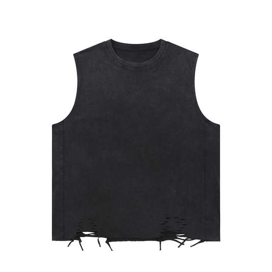 Unisex Snow Washed Raw-Hem Tank Top
