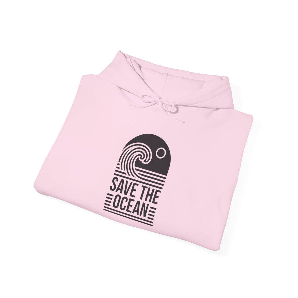 Gildan 18500 | Unisex "Save the Ocean" Wave Graphic Hoodie – Eco-Conscious Surf Style – Premium Fleece Tropical Pullover