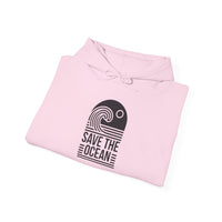 Gildan 18500 | Unisex "Save the Ocean" Wave Graphic Hoodie – Eco-Conscious Surf Style – Premium Fleece Tropical Pullover