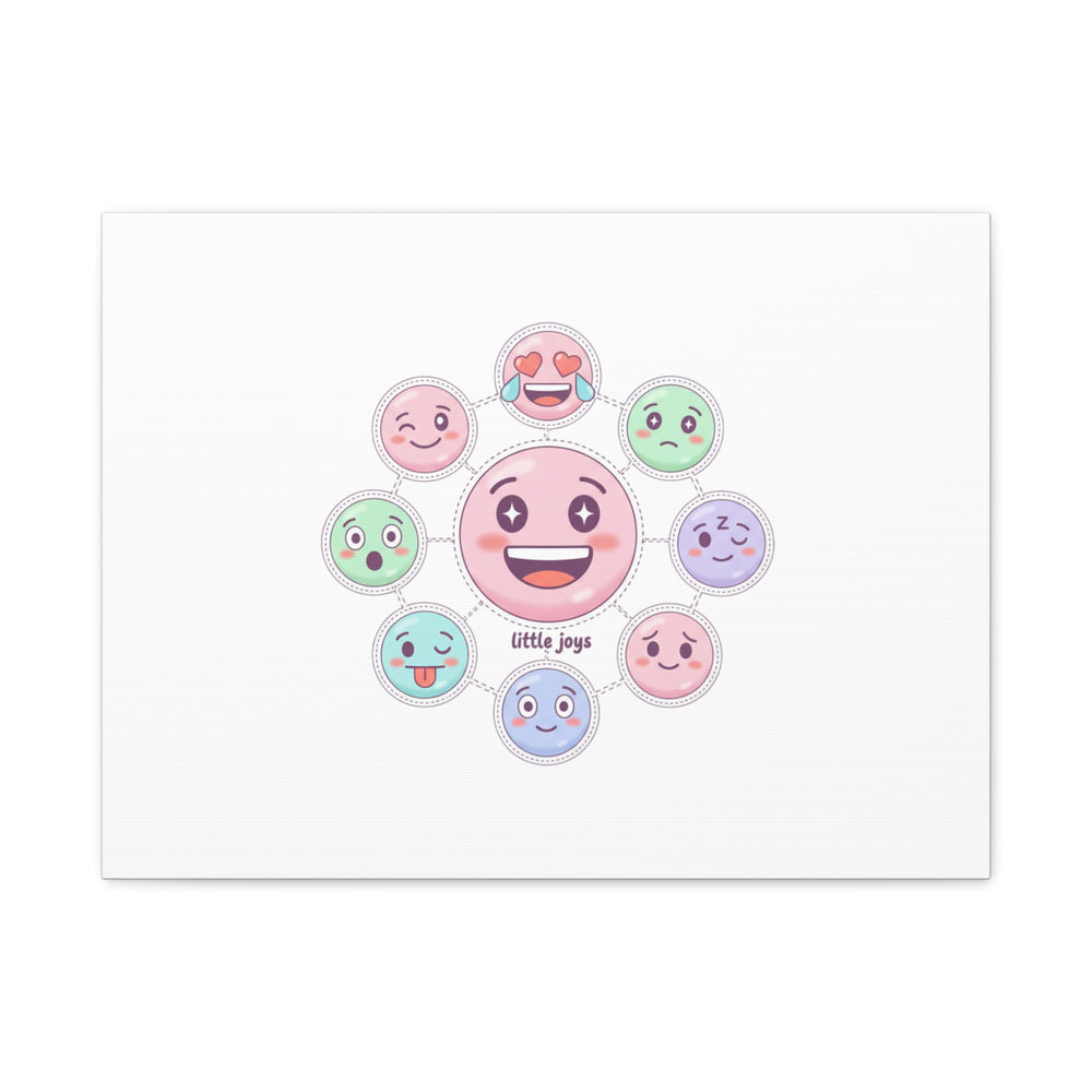 Hand-Drawn Emoticon Sticker Pattern Canvas | Cute Emoji Repeat Print