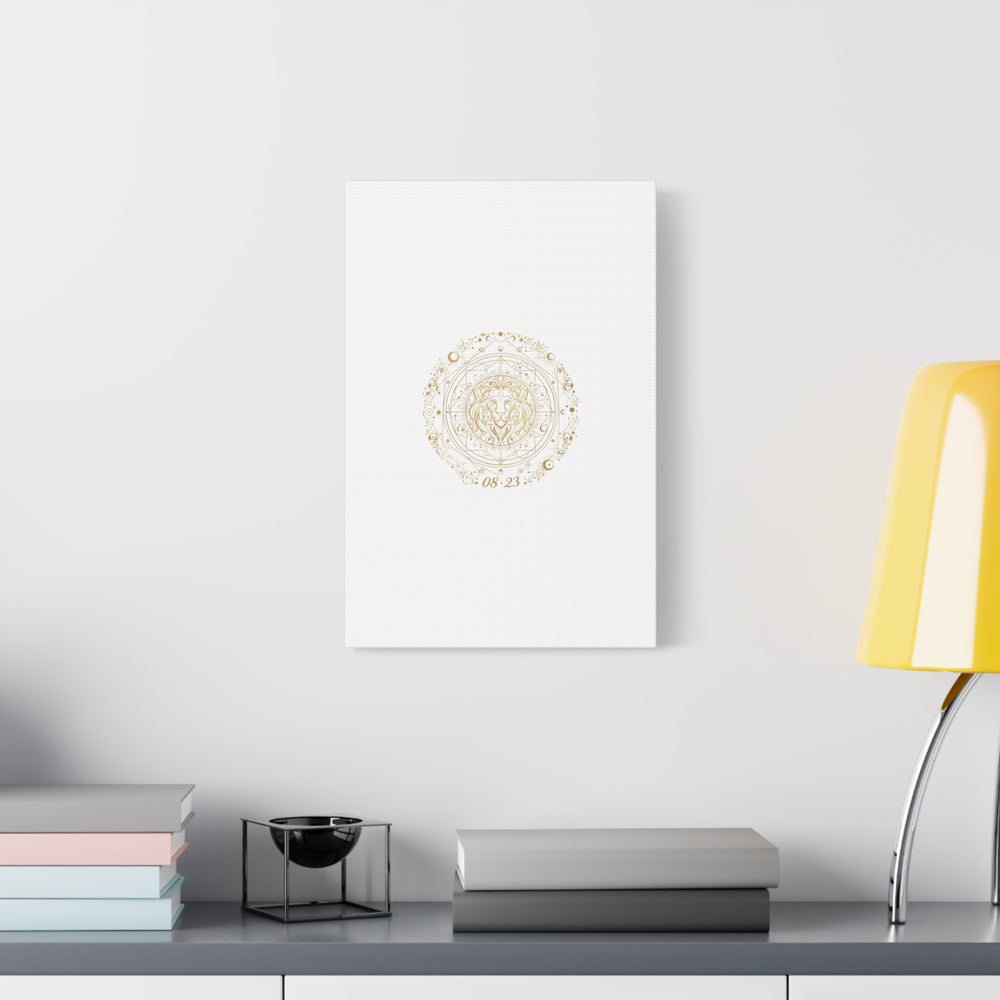 Gold Leo Zodiac Canvas, Astrological Constellation Art | Metallic Lion Wall Art