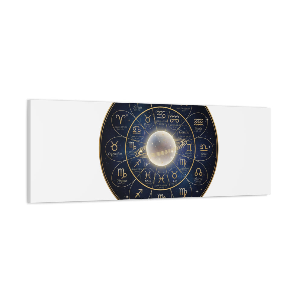 Zodiac Constellation Wheel Canvas, Astrology Art Print | Gold Foil Galaxy