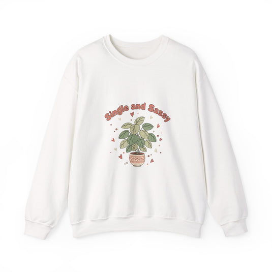 Single and Sweary Sweatshirt | Anti-Valentine, Single Humor, Pastel Plant Design