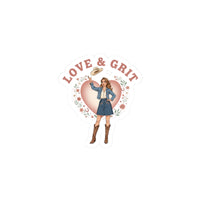 Love & Grit Cowgirl Sticker | Western Valentine, Boot Heart Design