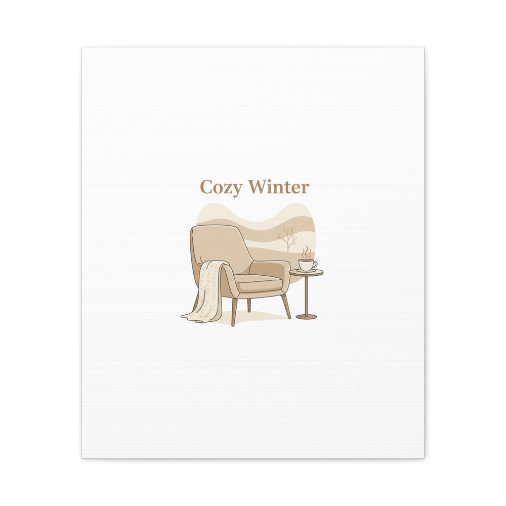 Cozy Winter minimal line art Canvas | Slow Life, soft life neutral wall decor