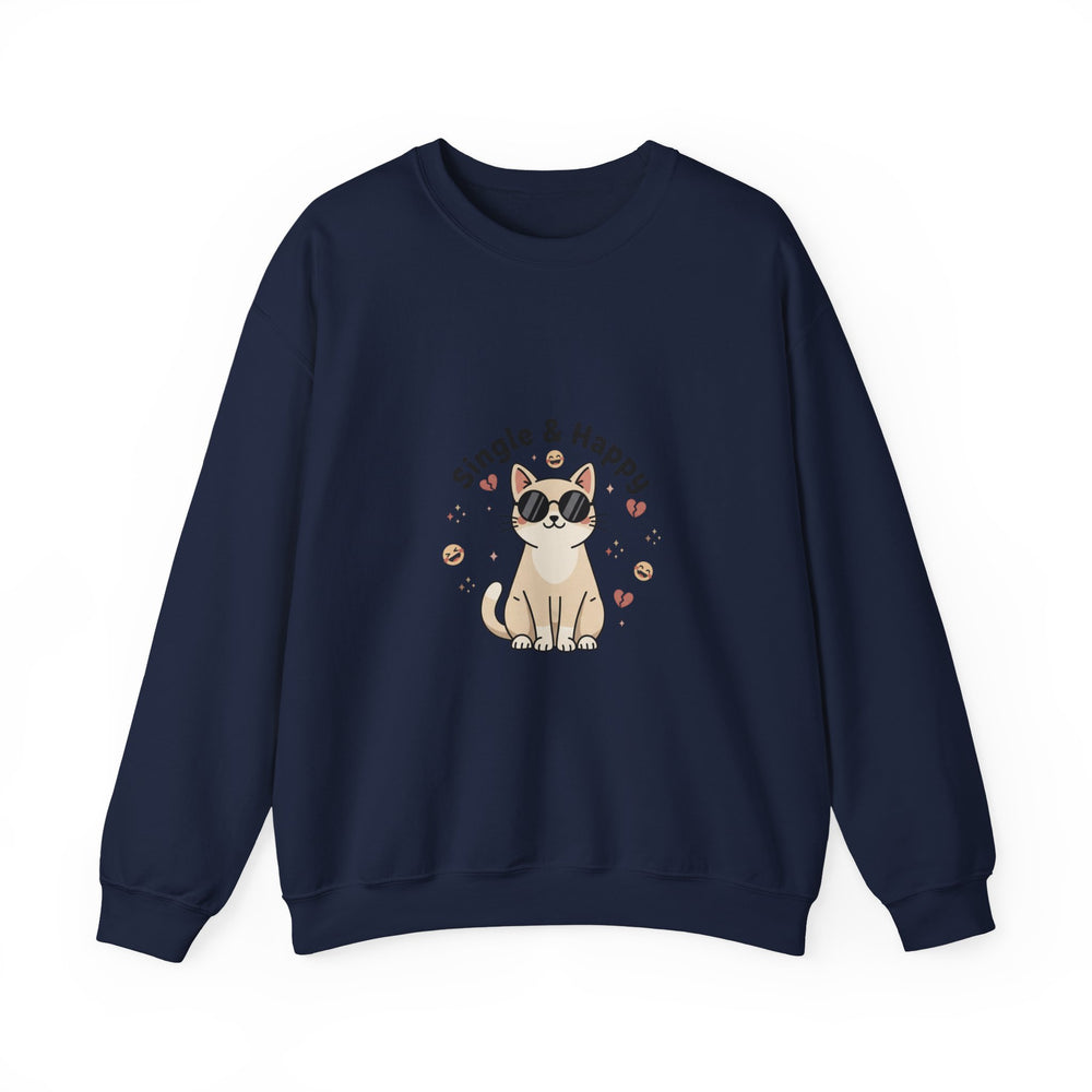 Single & Happy Cat Sweatshirt | Anti‑Valentine, Single Humor