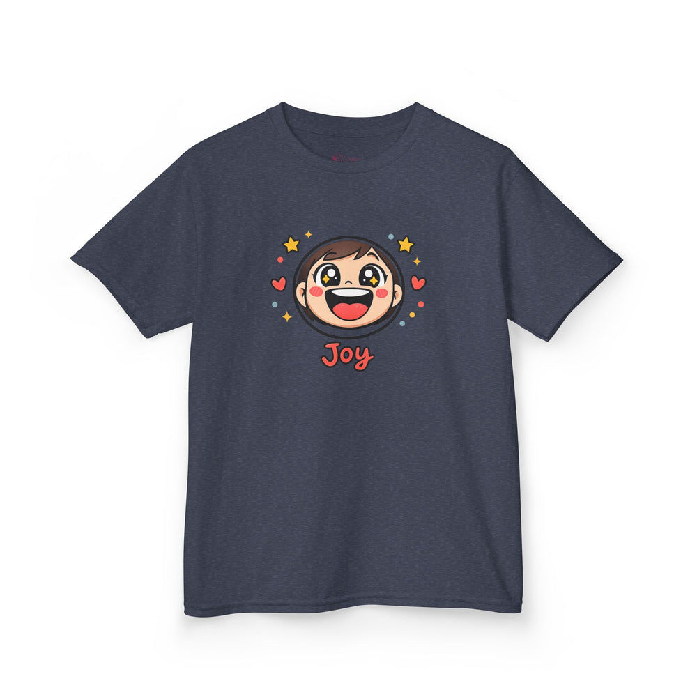 Gildan 5000B | "Joy" Sparkle Character Kids' Tee | Fun & Comfortable Youth T-Shirt | Kids T‑Shirt — Cute Smiling Character "Joy" Graphic