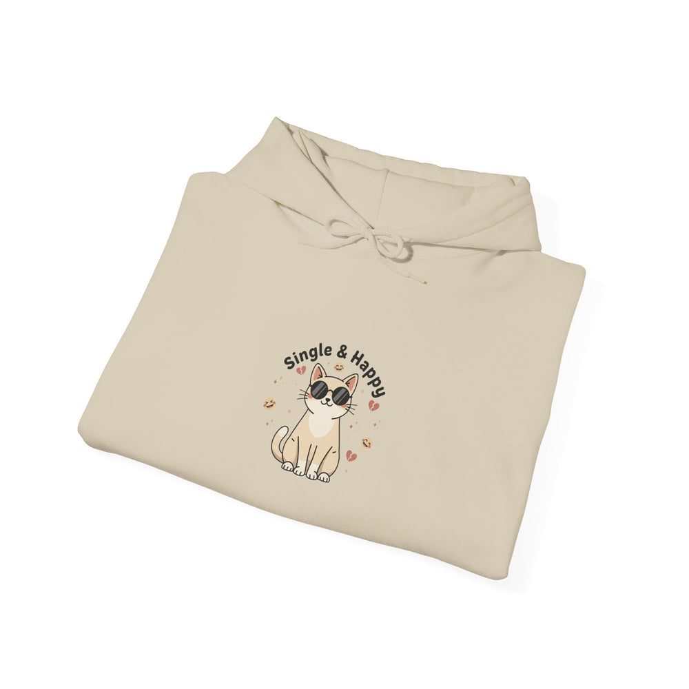 Solo & Happy Hoodie | Anti Valentine, Single Humor, Cute Pug Graphic