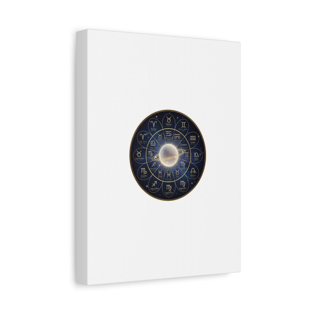 Zodiac Constellation Wheel Canvas, Astrology Art Print | Gold Foil Galaxy