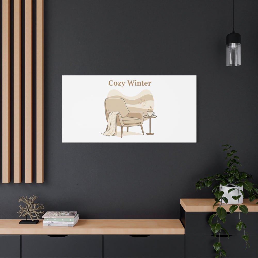 Cozy Winter minimal line art Canvas | Slow Life, soft life neutral wall decor