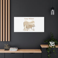 Cozy Winter minimal line art Canvas | Slow Life, soft life neutral wall decor