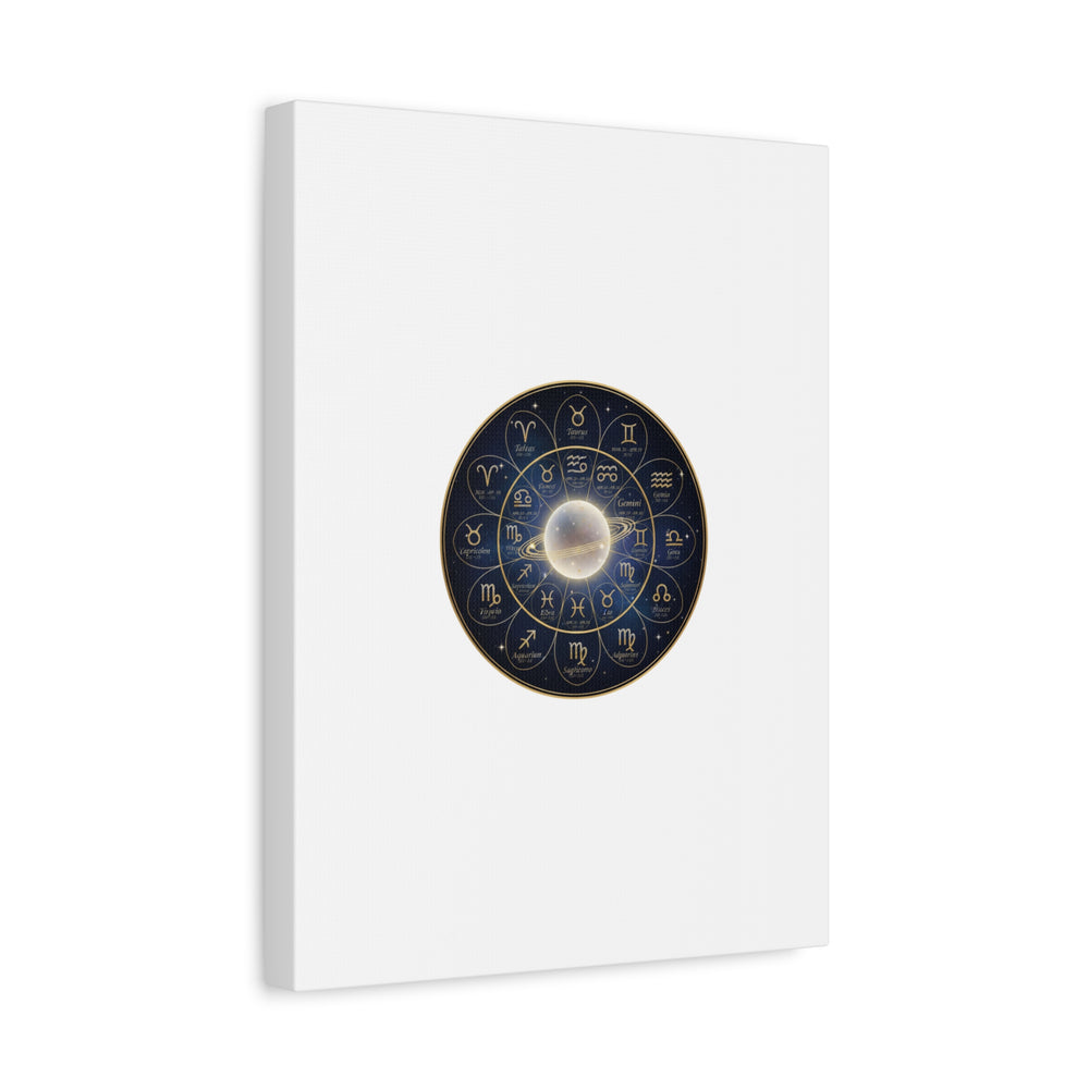 Zodiac Constellation Wheel Canvas, Astrology Art Print | Gold Foil Galaxy