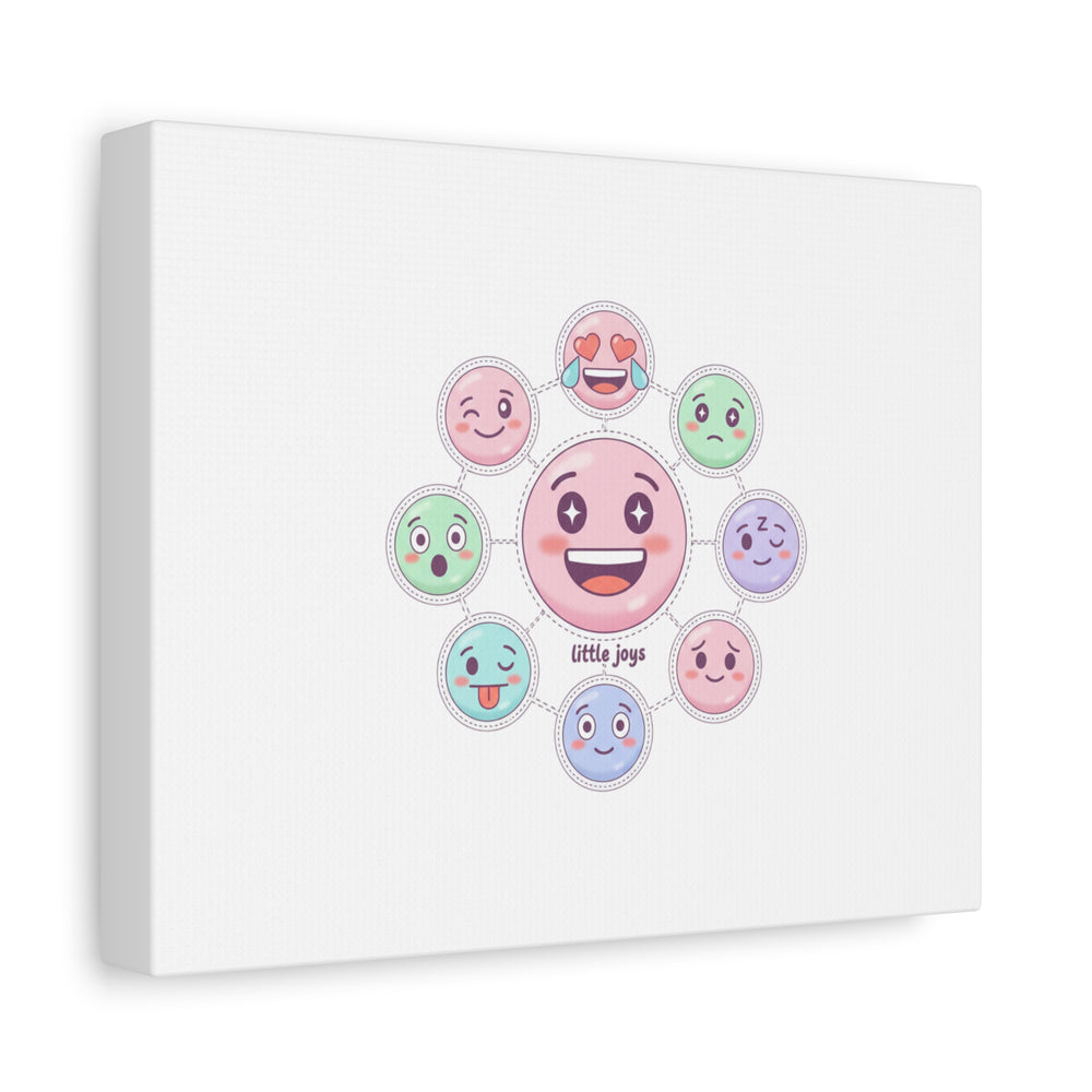 Hand-Drawn Emoticon Sticker Pattern Canvas | Cute Emoji Repeat Print