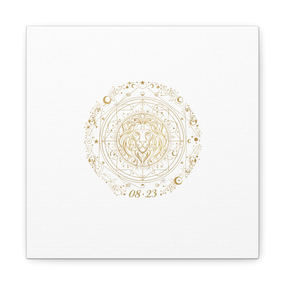 Gold Leo Zodiac Canvas, Astrological Constellation Art | Metallic Lion Wall Art