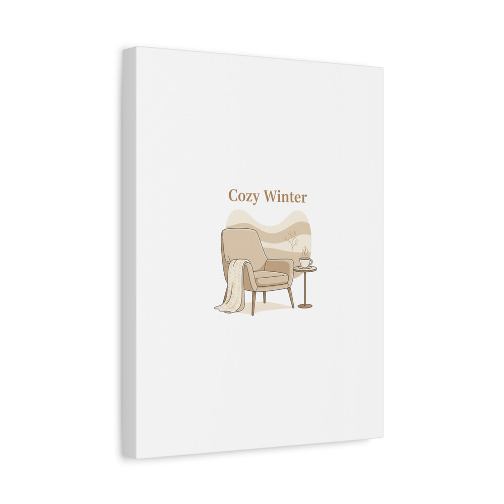 Cozy Winter minimal line art Canvas | Slow Life, soft life neutral wall decor