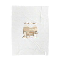 Cozy Winter chair illustration Plush Blanket | Slow Life minimal cozy home