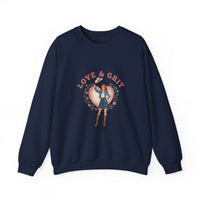 Love & Grit Crewneck Sweatshirt | Western Valentine, Cowgirl Heart Badge