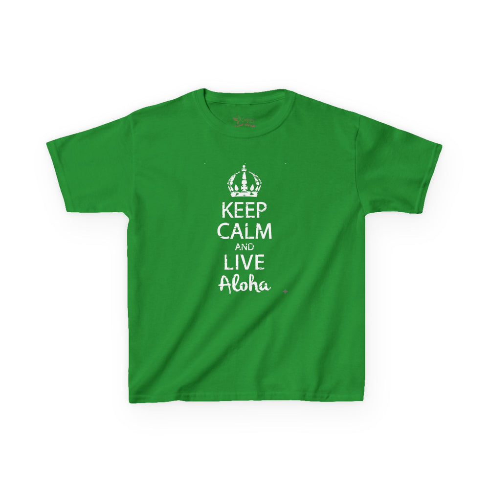 Gildan 5000B | Kids’ "Keep Calm and Live Aloha" Premium Cotton T-Shirt – Comfortable Summer Tee