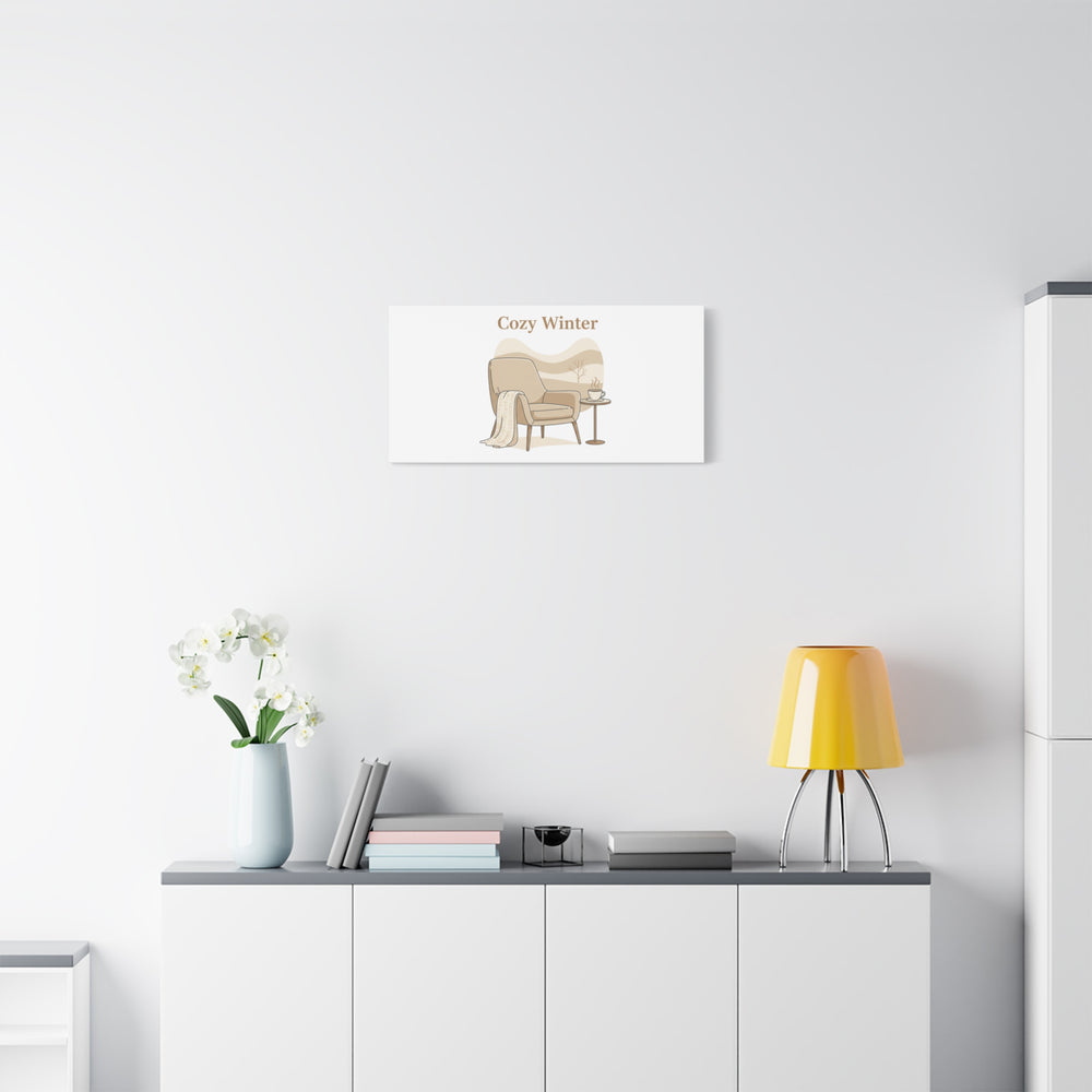 Cozy Winter minimal line art Canvas | Slow Life, soft life neutral wall decor