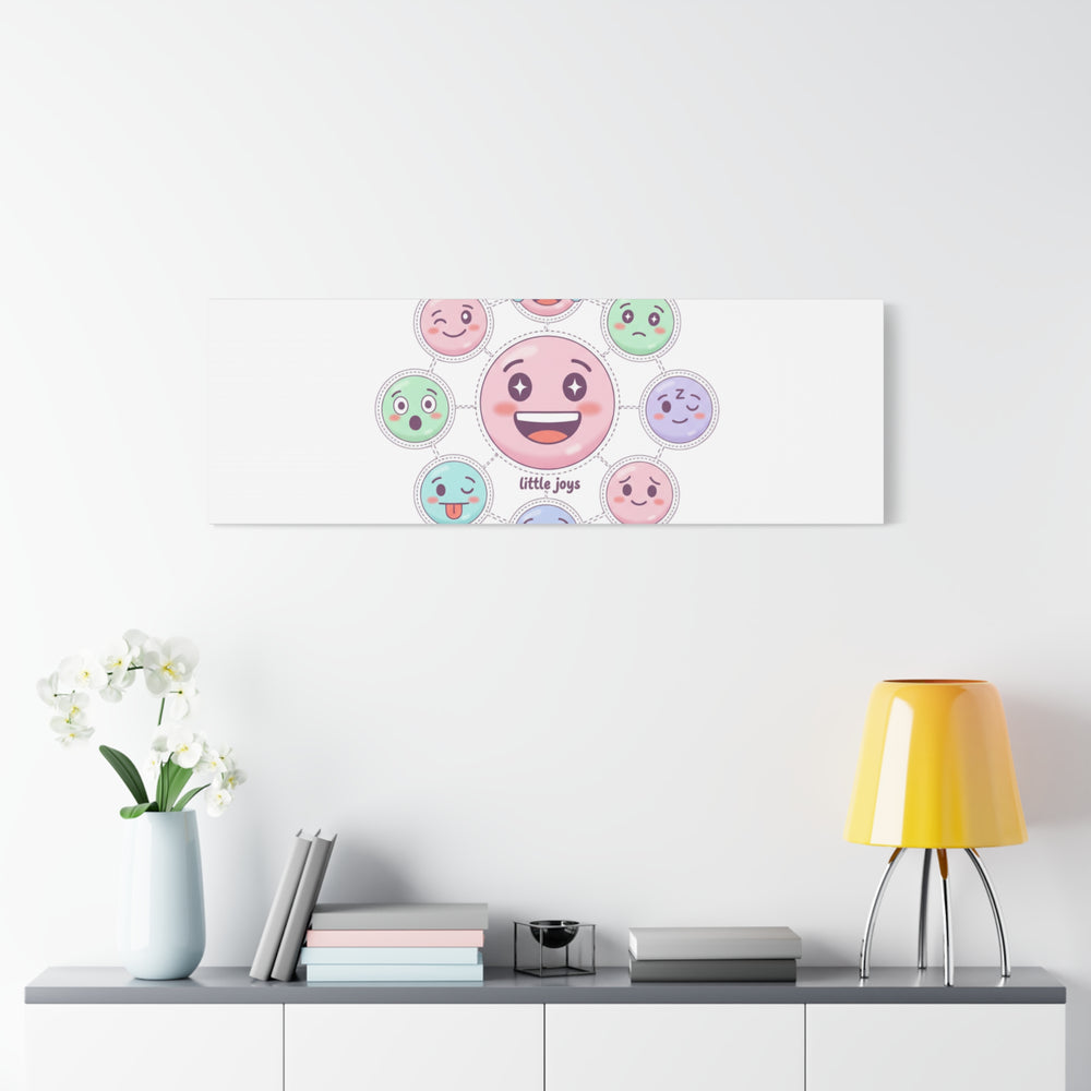 Hand-Drawn Emoticon Sticker Pattern Canvas | Cute Emoji Repeat Print