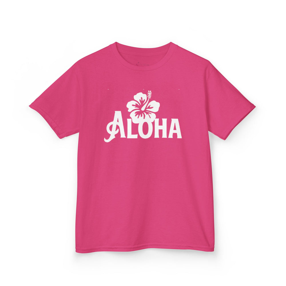 Gildan 5000B | Kids' Aloha Hibiscus Tropical T-Shirt - Soft Cotton Summer Tee