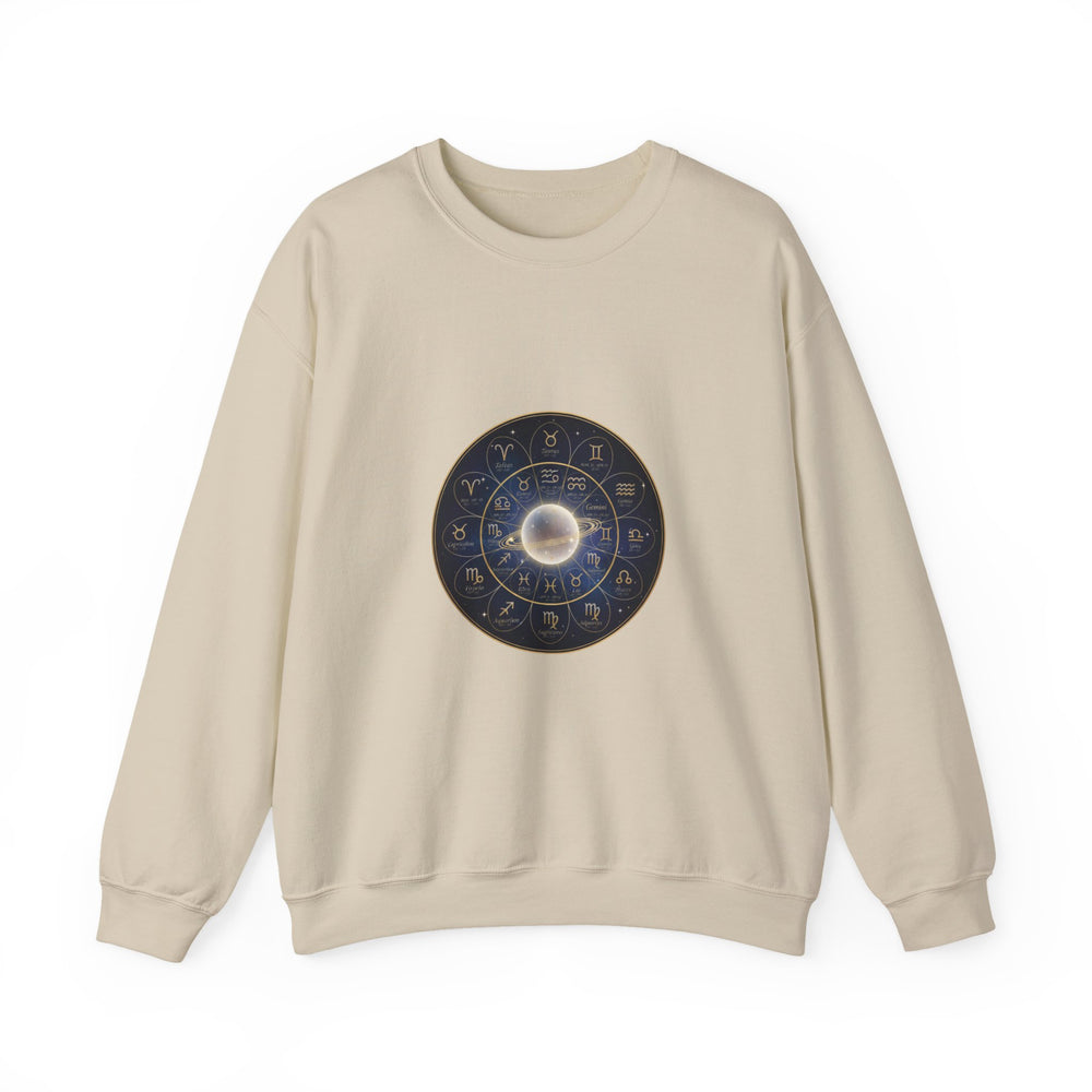 Zodiac Wheel Constellation Crewneck Sweatshirt | Astrology Cosmic Metallic