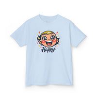 Gildan 5000B | "Happy" Tee: Kids' Retro Cartoon Happy Face T-Shirt – Soft & Vibrant | Toddler & Youth "Happy" Graphic Tee – Cute Character Design | Super Happy Kids’ Cotton T-Shirt – Comfortable...