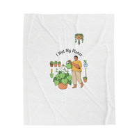 I Wet My Plants Velveteen Blanket | Plant Parent Humor, Sage Cream