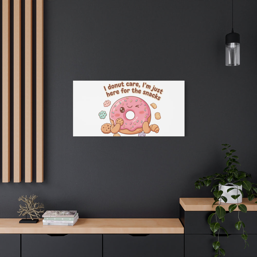 Donut Snacks Pun Canvas | Food & Snack Humor, Cozy Kawaii Art