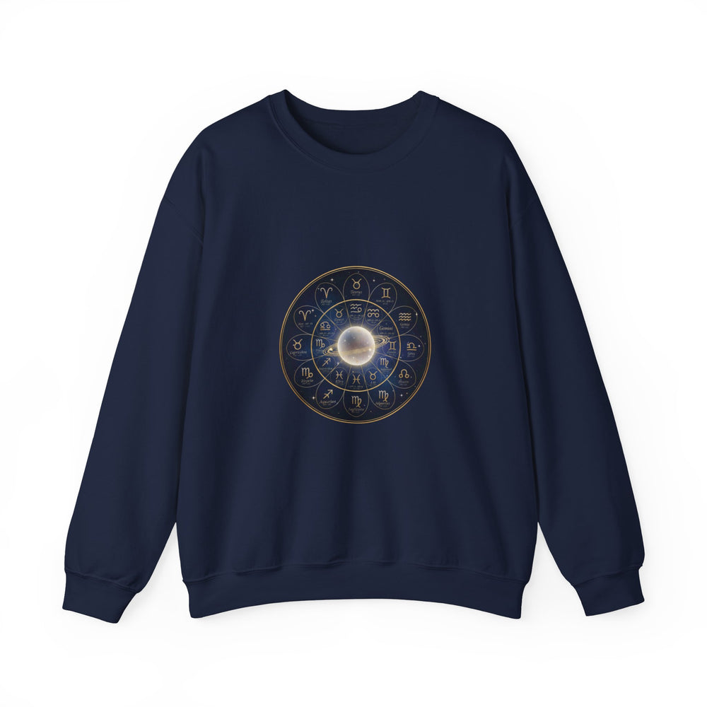 Zodiac Wheel Constellation Crewneck Sweatshirt | Astrology Cosmic Metallic