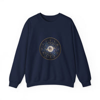 Zodiac Wheel Constellation Crewneck Sweatshirt | Astrology Cosmic Metallic