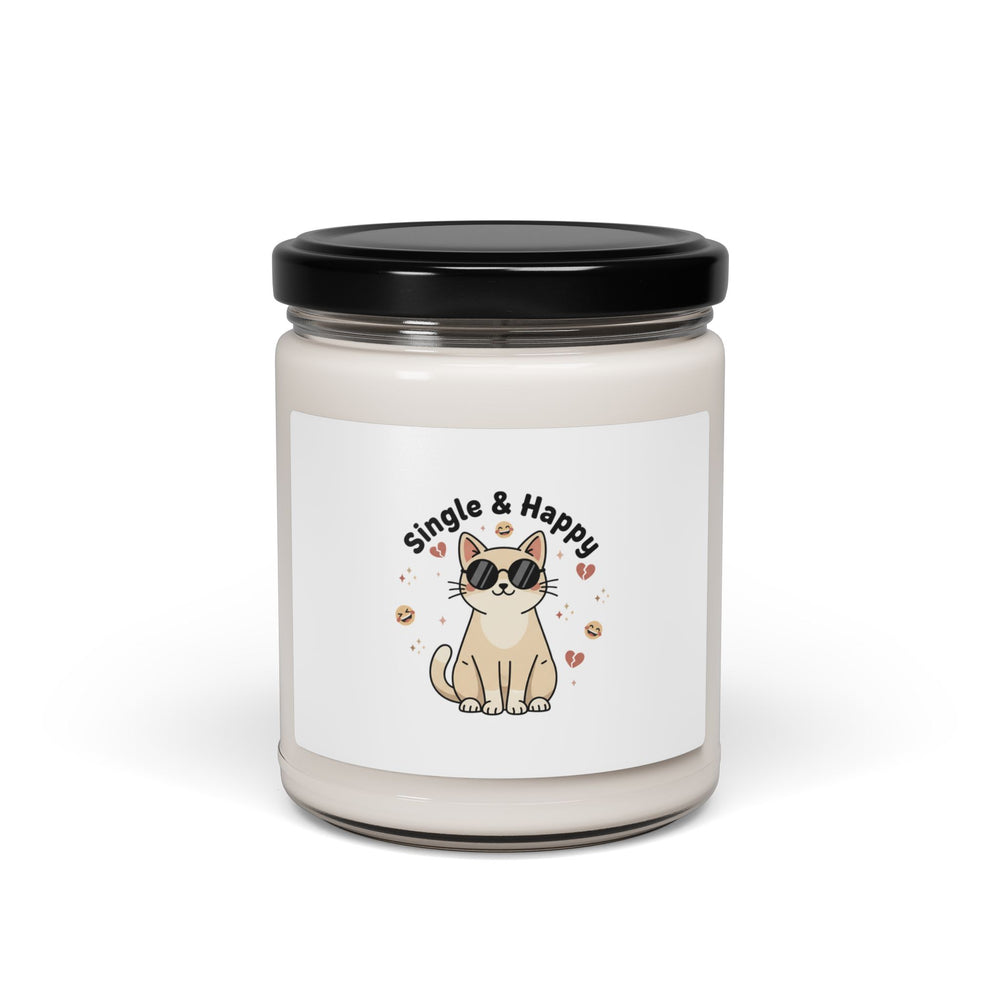 Single & Happy Soy Candle, Anti Valentine | Playful Pessimism, Pastel Cat
