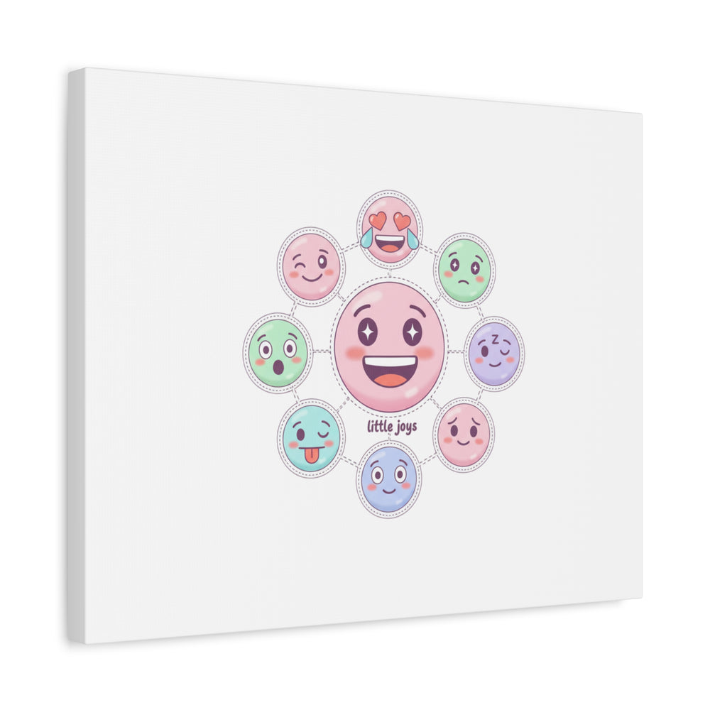 Hand-Drawn Emoticon Sticker Pattern Canvas | Cute Emoji Repeat Print