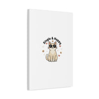 Single & Happy Cat Canvas | Anti Valentine, Sarcastic Valentine Wall Art
