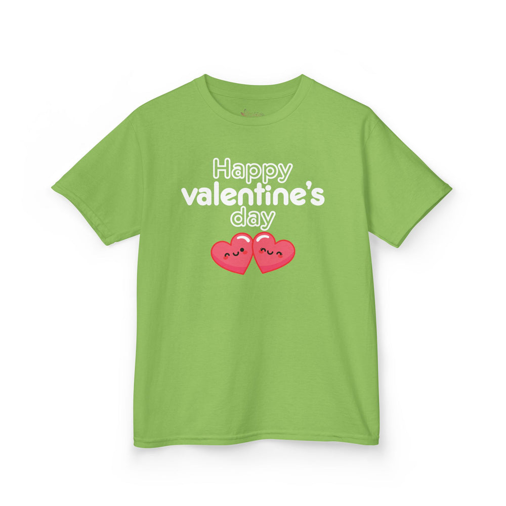 Kids Happy Valentine’s Day T-Shirt – Youth Modern Typography Graphic Tee – Soft Cotton Holiday School Shirt for Boys & Girls