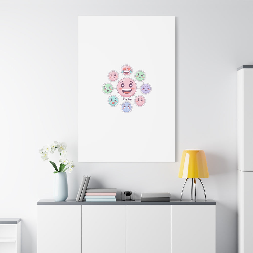 Hand-Drawn Emoticon Sticker Pattern Canvas | Cute Emoji Repeat Print