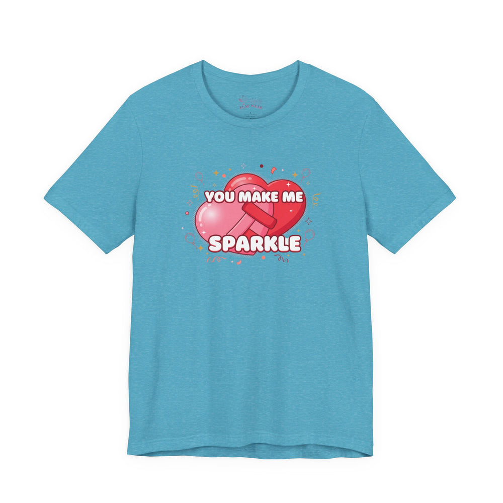 Bella+Canvas3001 | You Make Me Sparkle T-Shirt | Galentine's Friendship Tee, Pink Heart Design