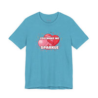Bella+Canvas3001 | You Make Me Sparkle T-Shirt | Galentine's Friendship Tee, Pink Heart Design