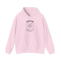 Gildan 18500 | Unisex "Positive Mind Vibes Life" Flower Hoodie – Minimalist Daisy Graphic – Premium Soft Fleece Motivational Pullover
