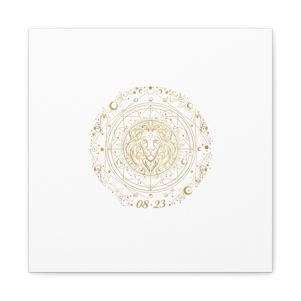 Gold Leo Zodiac Canvas, Astrological Constellation Art | Metallic Lion Wall Art