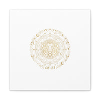Gold Leo Zodiac Canvas, Astrological Constellation Art | Metallic Lion Wall Art