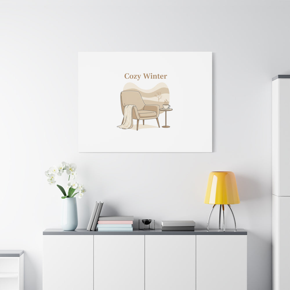 Cozy Winter minimal line art Canvas | Slow Life, soft life neutral wall decor