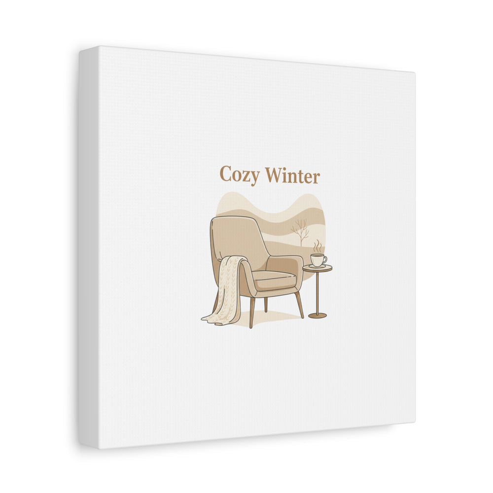 Cozy Winter minimal line art Canvas | Slow Life, soft life neutral wall decor