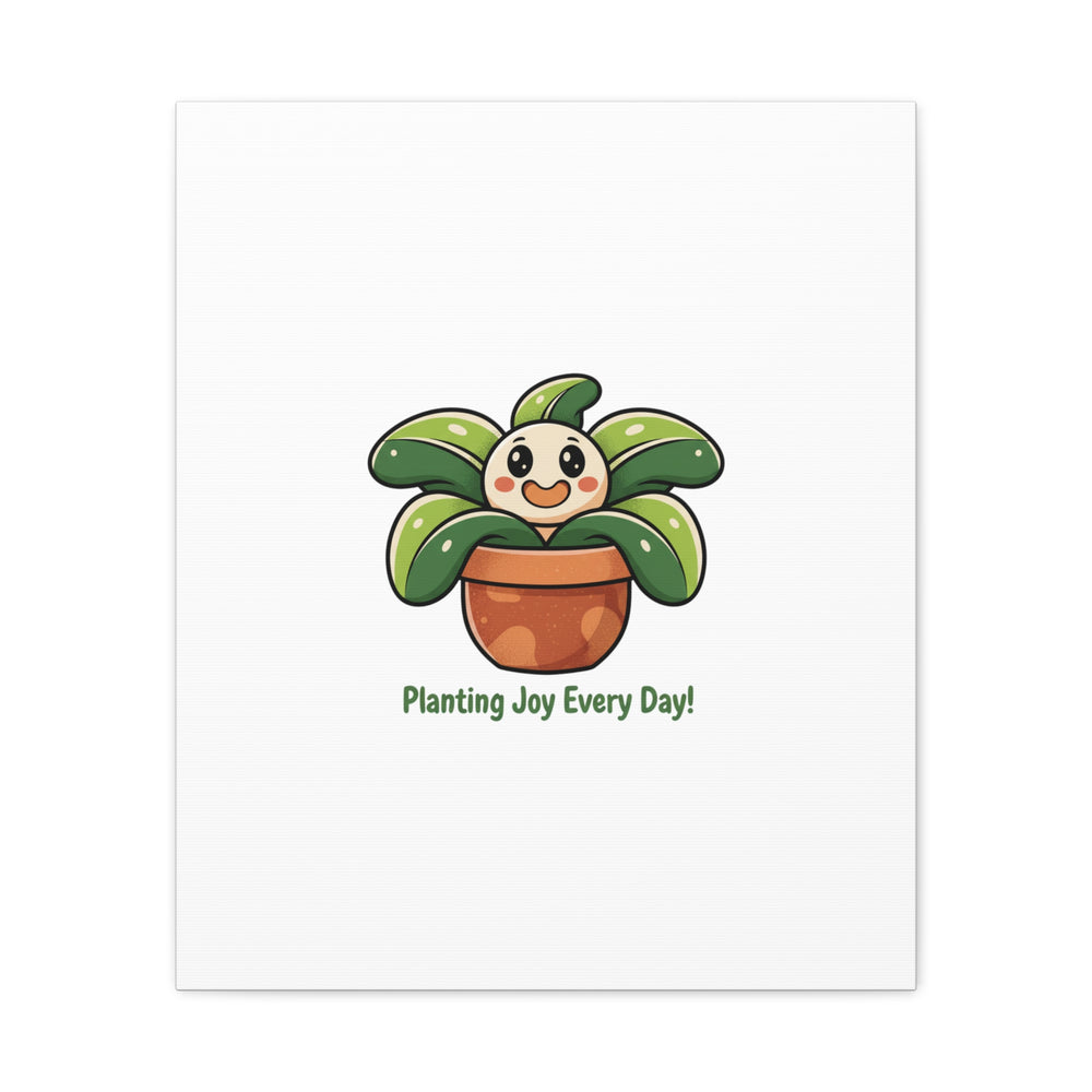 Planting Joy Every Day Canvas | Plant Parent Pun, Sage Cream Botanical Art