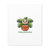 Planting Joy Every Day Canvas | Plant Parent Pun, Sage Cream Botanical Art
