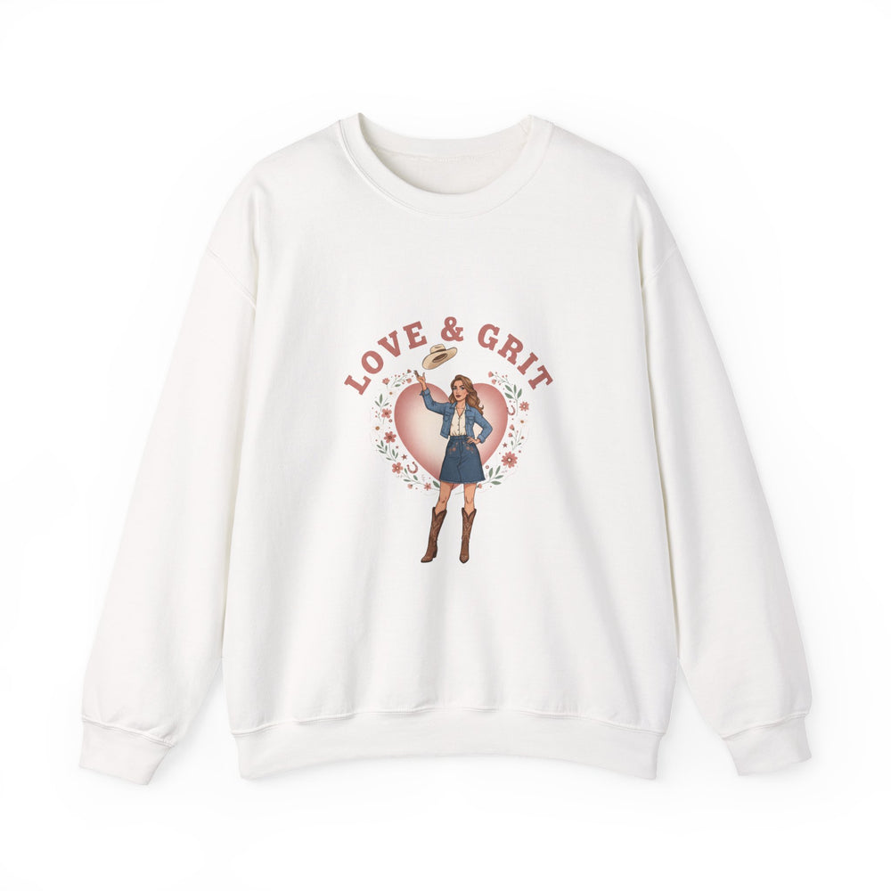 Love & Grit Crewneck Sweatshirt | Western Valentine, Cowgirl Heart Badge